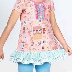 Matilda Jane Make‎ Believe Puppet Show Top Pink Ruffles Whimsical Girls Size 4
